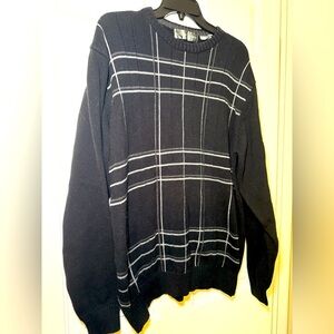 Oscar De La Renta Men’s Plaid Black & Gray Crew Neck Sweater Size XL Grandpacore